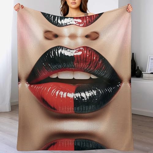 Couverture à lèvres plaid chaud en peluche et couverture décorative de lit - 7