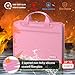 ENGPOW Accordion File Organizer,Fireproof Expanding File Folder with Multi Pockets,13 Pockets Document Organizer with Handle & Labels,Portable Home Travel Safe Storage Folder for Letter A4 Files,Pink