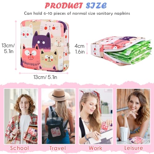 Image of 22 PCS First Period Starter Kit Gift for Teen Girls Period Bags for Teen Tweens Girls with Sanitary Pad Storage Bag, Wipes, Menstrual Tracker, Disposal Pouches and More (Cats)