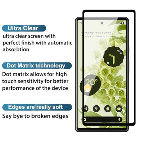 Image of POPIO Tempered Glass Screen Protector Compatible For Google Pixel 6 (Black) Cellphone With Edge To Edge Coverage And Easy Installation Kit