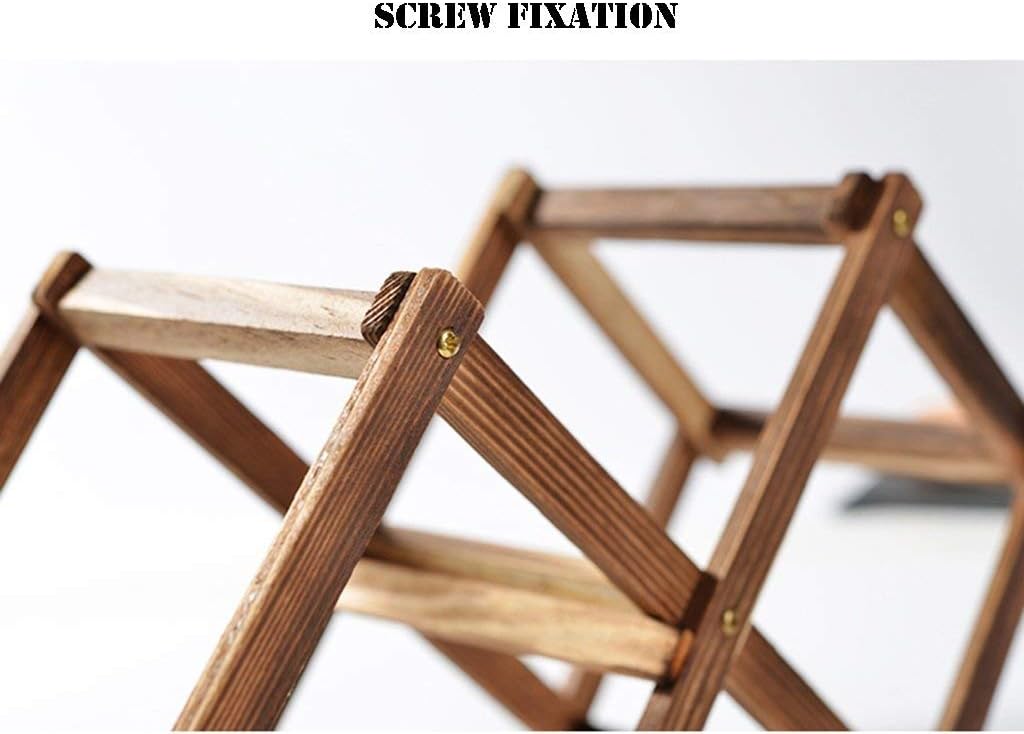 6 Bottle Wine Rack Countertop Natural Pine Wood Shelf for Pantry Free Standing Triangle Bottle Rack a