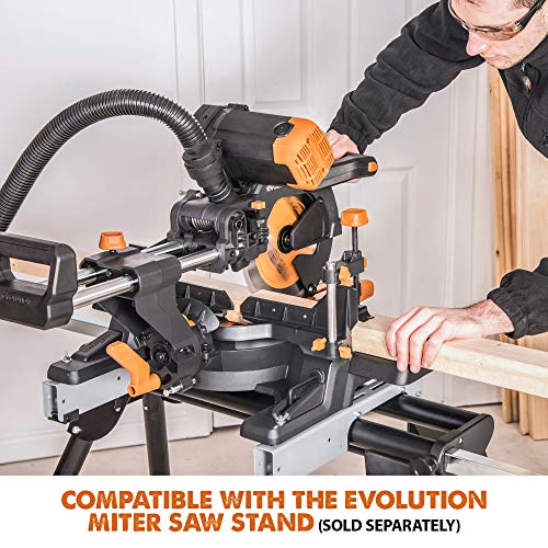Evolution Power Tools R255SMSDB+ 15 Amp 10 in. Premium Dual Bevel Sliding Miter Saw w/Laser and Multi-Material Cutting Blade