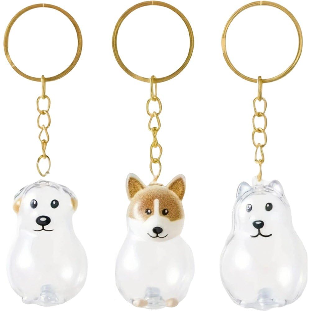 Baokuan 3pcs Pet Memorial Hair Collector Keychain, Dog Shape Storage Bottle, Diy Pet Collection Capsule