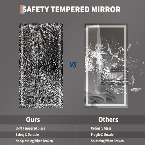 Image of GarveeHome 50x26 LED Bathroom Mirror with Lights, Dimmable, Anti-Fog, Backlit + Front Lit, Smart Bathroom Vanity Mirror for Wall, Memory Function, Shatter-Proof (Horizontal /Vertical)