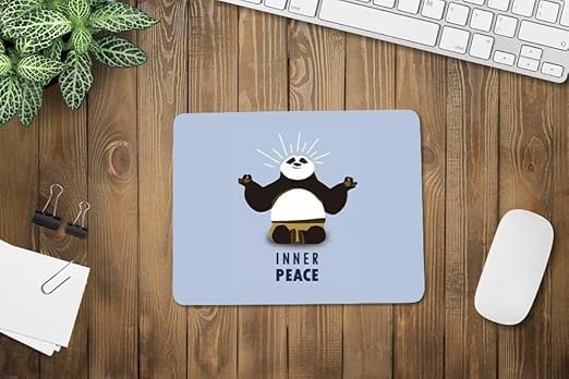Image of Premium Cute Panda Mouse Pad - Stylish Printed Mousepad with Durable Non-Slip Rubber Base & Smooth Control Surface for Laptop, Desktop & Office Use (Panda Inner Peace)