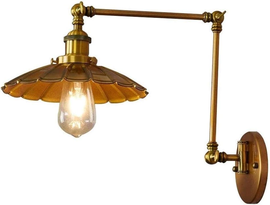 Industrial LOFT Swing Arm Wall Light Brass Finish Double Arm Adjustable Wall Sconce Vintage Wall Mounted Lighting Fixture Lamp for Bedroom Living Room Corridor Hotel Bar