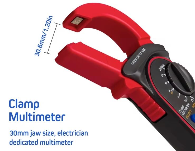 Image of Digital Clamp Meter Multimeter AC Current and AC /DC Voltage Tester with Amp, Volt, Ohm, Continuity, Diode and Resistance Test, Auto-Ranging, Red, MSR-C600