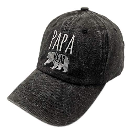 Waldeal Men's Papa Bear Embroidered Washed Denim Adjustable Baseball Cap Dad Hat