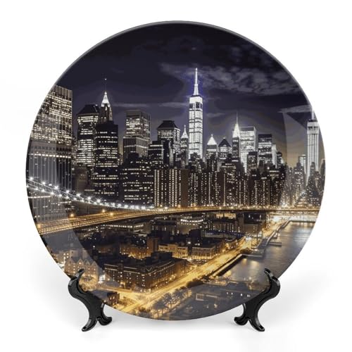 Plato decorativo de porcelana Bone China estilo New York Night 6 pulg miniatura 1