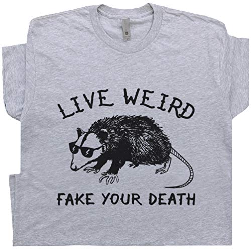 XL - Possum T Shirt Live Weird Funny Animal Tee Mens Womens Kids Cool Opossum Graphic Hilarious Cute Tshirt Fake Your Death Gray XL - Possum T Shirt Live Weird Funny Animal Tee Mens Womens Kids Cool Opossum Graphic Hilarious Cute Tshirt Fake Your Death Gray