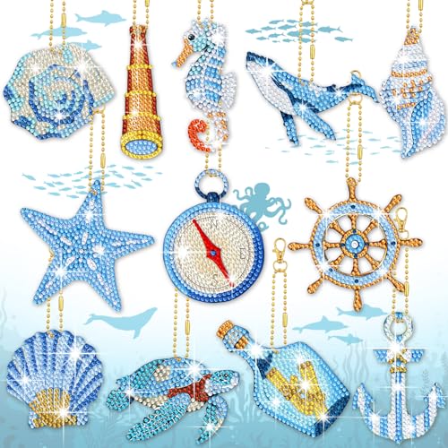 Image of HASTHIP 12 Pcs 5D Diamond Painting Keychain Kit