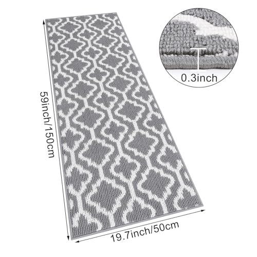 SHACOS Runner Rug for Hallway Grey 50x150cm Hall Runners Non Slip Washable Hall Runner Absorbent Door Runner Mats Kitchen Carpet Runner Rugs for Entryway Laundry - Image 6