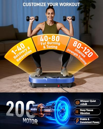Image of Renoj Vibration Plate Exercise Machine, 3D Whole Body Vibration Platform for Lymphatic Drainage and Muscle Recovery, 455-lb Capacity Fitness Machine with Bluetooth Speaker and LED Display for Home Gym