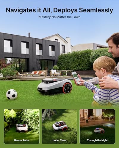 Image of Segway Navimow i215 LiDAR Robot Lawn Mower, Wire Free Robotic Lawn Mower for 0.37 Acre, LiDAR & Vision Dual Fusion, Auto Mapping, Off-Road Wheels for 45% Slopes, Quiet 59 dB(A) Mowing