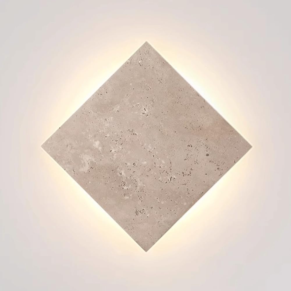 HUAYUSEDF Style Sconce Lighting Villa Yellow Travertine Wall Lamp for Bedroom Study Living Room Entrance Hallway Minimalist Travertine Wall Sconce Nordic Style Natural Stone Light Fixture