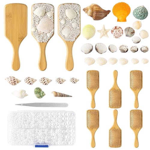 PANTIDE DIY Bamboo Hairbrush Craft Kit - 6 Set Hair