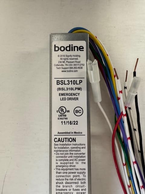 Bodine BSL310LP BSL310LPM 913702478801 Low Profile LED Emergency Drive 120V-277V 10W 15-52Vdc CEC Title 20 Compliant Class 2 Two-Wire Illuminated Test Switch 2W-ITS 22.5” x 1.18” x 1.18”