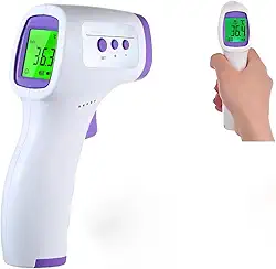 Termômetro Infravermelho Digital 3 em 1 Sem Contato Alta Precisão para Testa Corpo, Alimentos, Líquidos, Indicador de Febre e com Visor LCD Premium