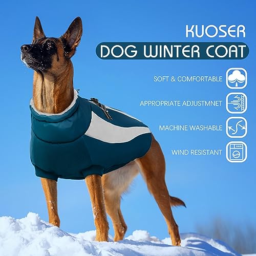 Kuoser Extras Wärme Hundemantel - Winddicht, Reflektierend, Wasserdicht für Große Hunde - Moden Winterjacke Blau XL