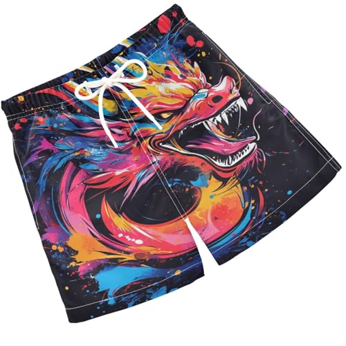 Pigsaly Boys Swim Trunks Angry Dragon Colorful Boys Board Shorts Swimsuit Swimwear Summer Bathing Suit 5T