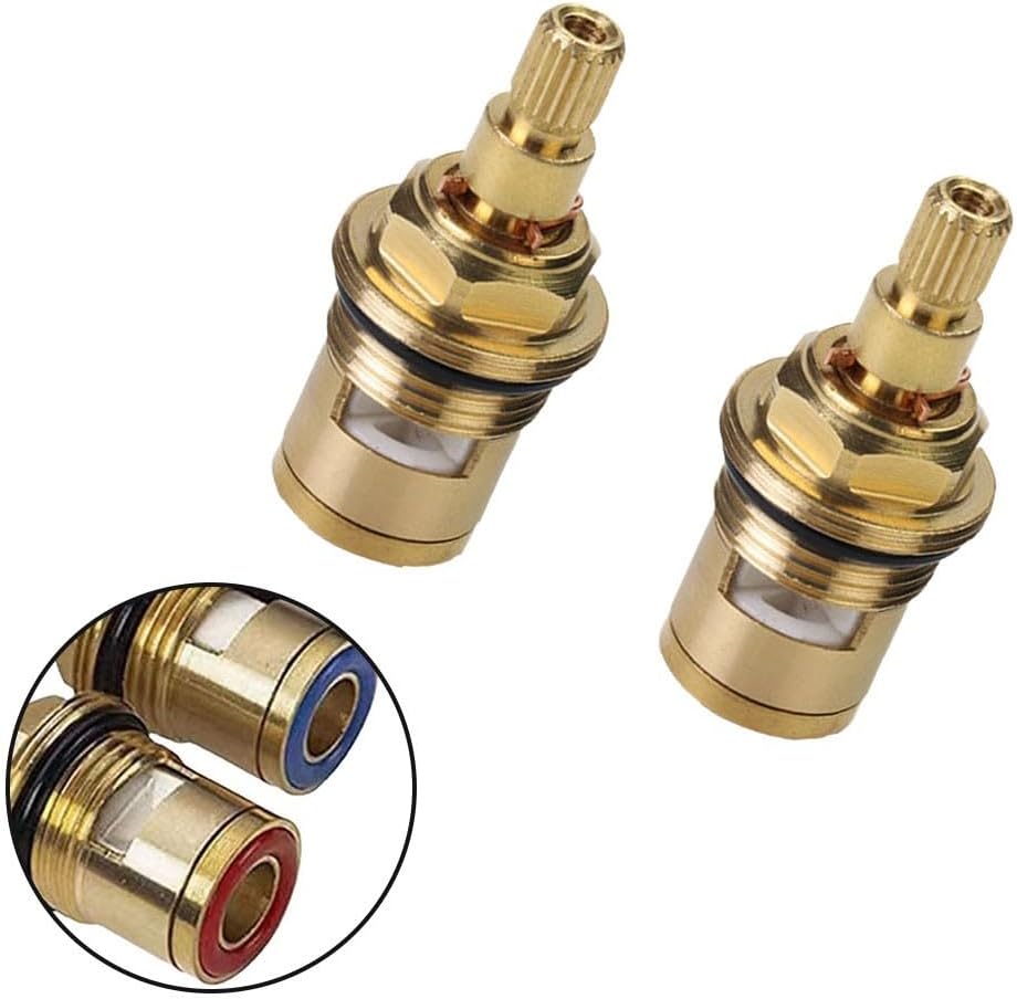 20-Tooth Ceramic Disc Tap Valve Cartridge Replacement for BSP 1/2" (51 x 18 mm) Quick-Turn Faucet Repair – Body, Leak-Proof Sealing Kitchen & Bathroom Sinks(Blue Opens Smoothly)