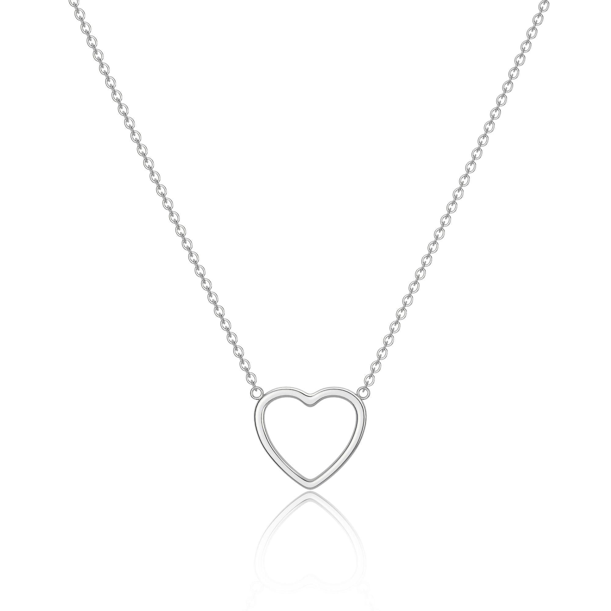 Cute Heart Necklace Tiny 14k Silver Heart Pendant Choker Necklaces for Women, Silver