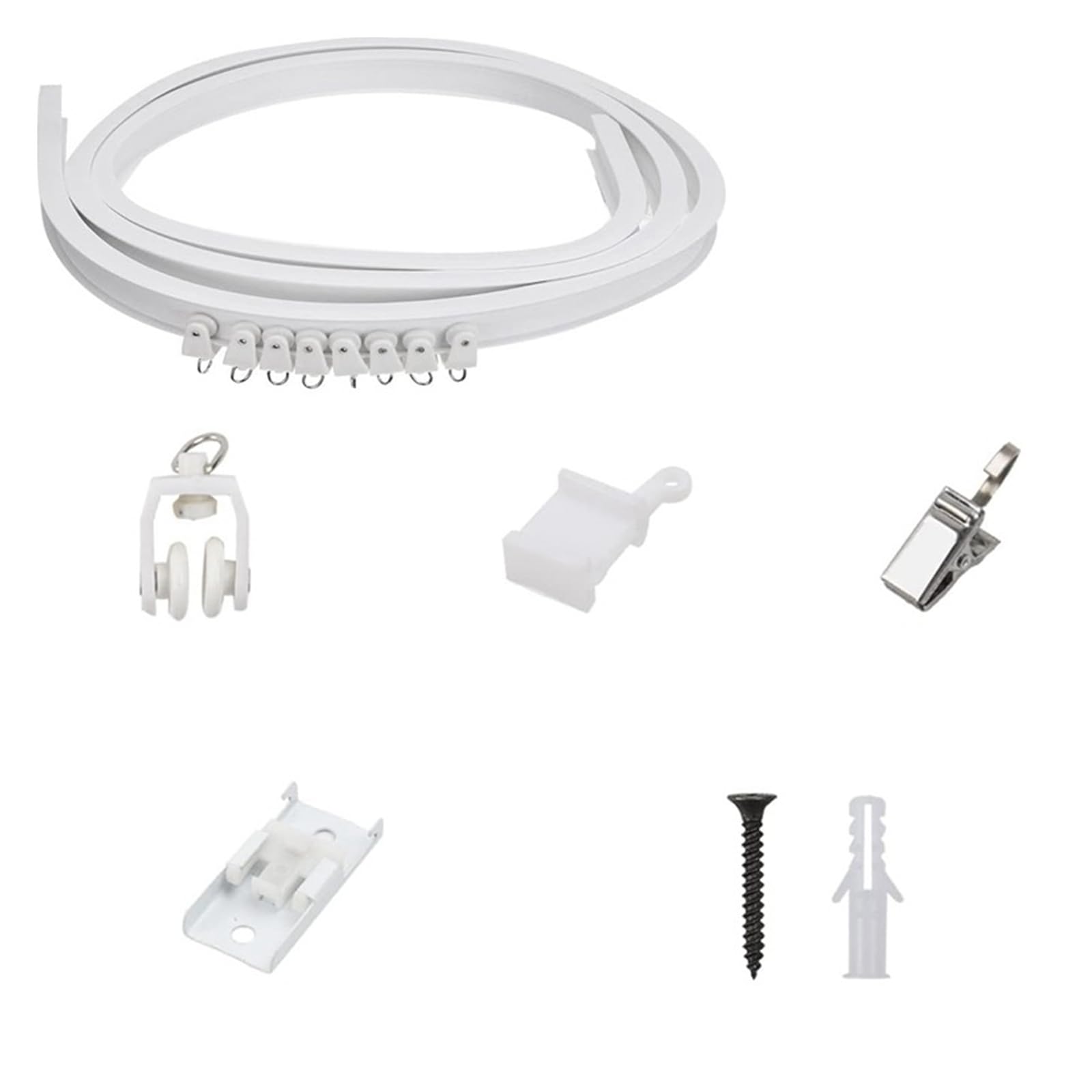 Multipurpose 5 Meter Curtain Rails with Easy Glides Rollers and Clip Set for Quiet Draping for Home and Commercial Use Ceiling Mount Curtain Track