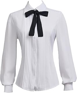Blusas ajustadas para mujer, de manga larga, con botones, color blanco, con lazos, camisas de trabajo