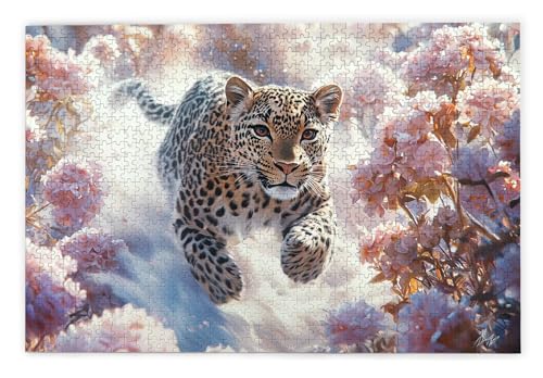 Puzzle 2000 Piezas, Puzzle Leopardo con Caja Regalo para Adultos, DIY 2000 Piezas Rompecabezas de Madera para Adultos, Rompecabezas Desafiante para Decoración del Hogar y Paredes, Regalo Mujer, Q-69