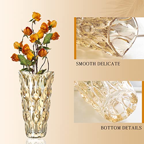 Glass Gold Vase, Crystal Flower Vase For Home Decor, Table Vase Thick 9.45 Inches #TOP2