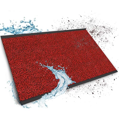 Floordirekt Schmutzfangmatte auf Maß, 120 x 150 cm, Rot-Schwarz, Fußmatte, Türmatte Eingangsbereich, Fußabtreter, Türvorleger, Sauberlaufmatte, Meterware, Sky