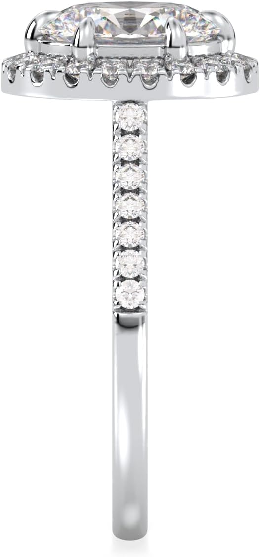 Certified 1 - 2.5 Carat Moissanite Engagement Ring for Women, D Color VVS1 Clarity 925 Sterling Silver 18k Gold Rhodium Plated Halo Solitaire Rings for Promise, Birthday, Anniversary, Mother’s Day