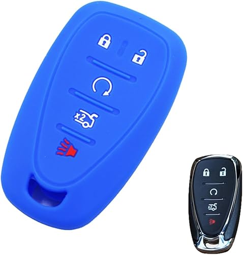 Miniatura 2 de 5 Button Silicone Key Fob Shell Case for Chevrolet Equinox Trax Menlo Monza Orlando Malibu Seeker Tracker (Blue)