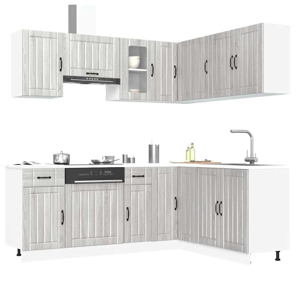 11-TLG. Küchenzeile Küchenschrank-Set Lucca Grau Sonoma