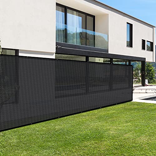 FEPITO Heavy-Duty Mesh Tarp 10ftx20ft Black Mesh Shade Net Cover for Patio, Fences, Garden, Dump Trucks - Thumbnail 4
