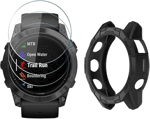 Protector de pantalla de reloj (3+1 unidad) compatible con Garmin Epix Pro 2.008 inFenix 7X, película de vidrio templado, antiarañazos, cobertura