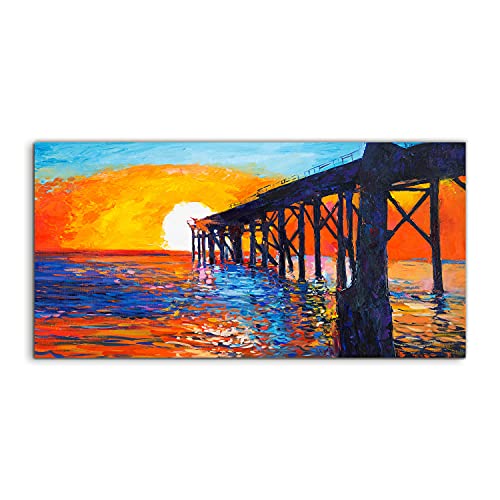 Art photo acrylique 100x50cm Sunset Pier design moderne haut de gamme