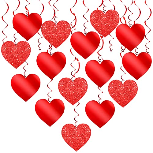 KatchOn, Glitter Red Hanging Heart Swirls - Pack of 30 | Hanging Hearts Decorations | Heart Decorations for I Love You Decorations | Romantic Decorations Special Night | Happy Anniversary Decorations
