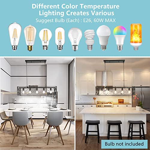 5-Light Industrial Kitchen Island Pendant Light - Farmhouse Black Chandelier for Dining Room