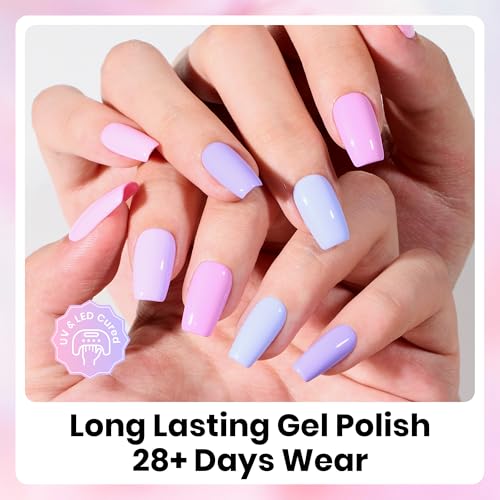Image of beetles Purple Gel Polish Set - Floral Reverie Collection, Purple Pink Summer Colors Gel Trendy Colors Soak Off LED Nail Gel Manicure Kit for DIY at Home Salon