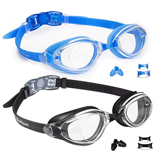 Swim Goggles, Pack of 2 Swimming Glasses for Adult Men Women Youth Teens, Anti-Fog UV Protection, Shatter-Proof Watertight