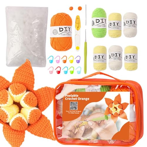 Kit crochet débutant adulte pour réussir facilement une pelable orange