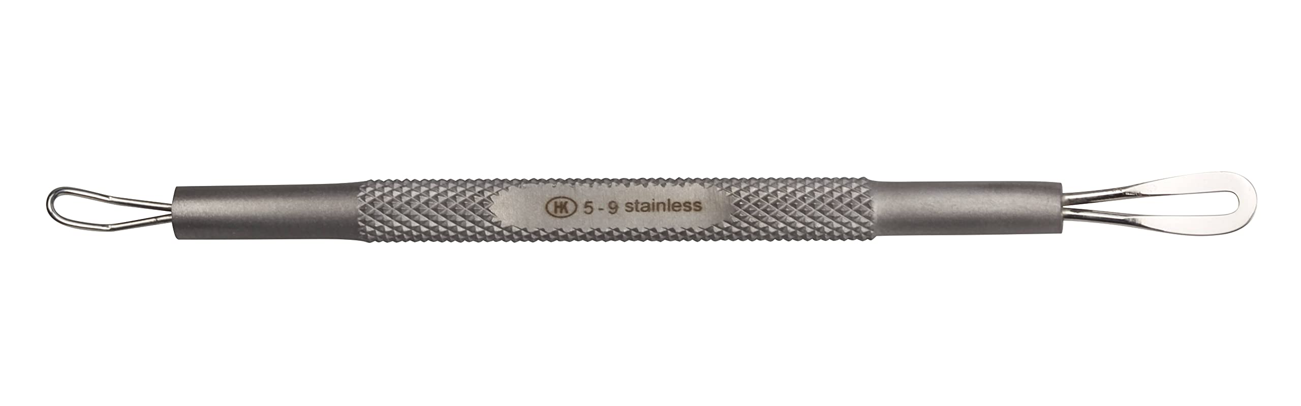 INOX Stainless Steel Double Comedone Extractor with Two Loops. Made in Germany by Hans Kniebes, Matte