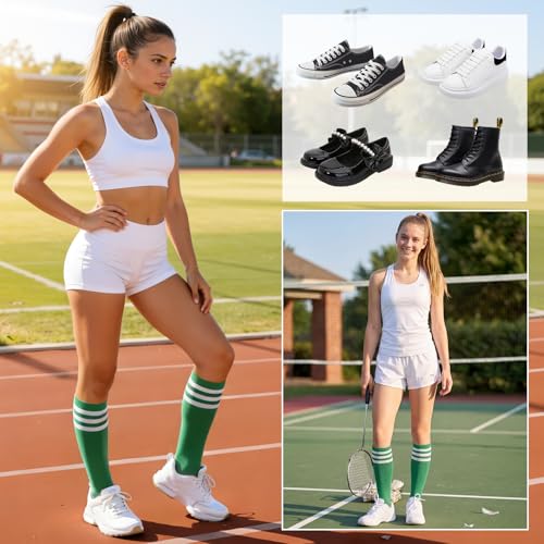 Image of American Trends Womens Athletic Knee High Socks Outdoor Sport Thigh High Stockings Casual Stripes Tube Socks