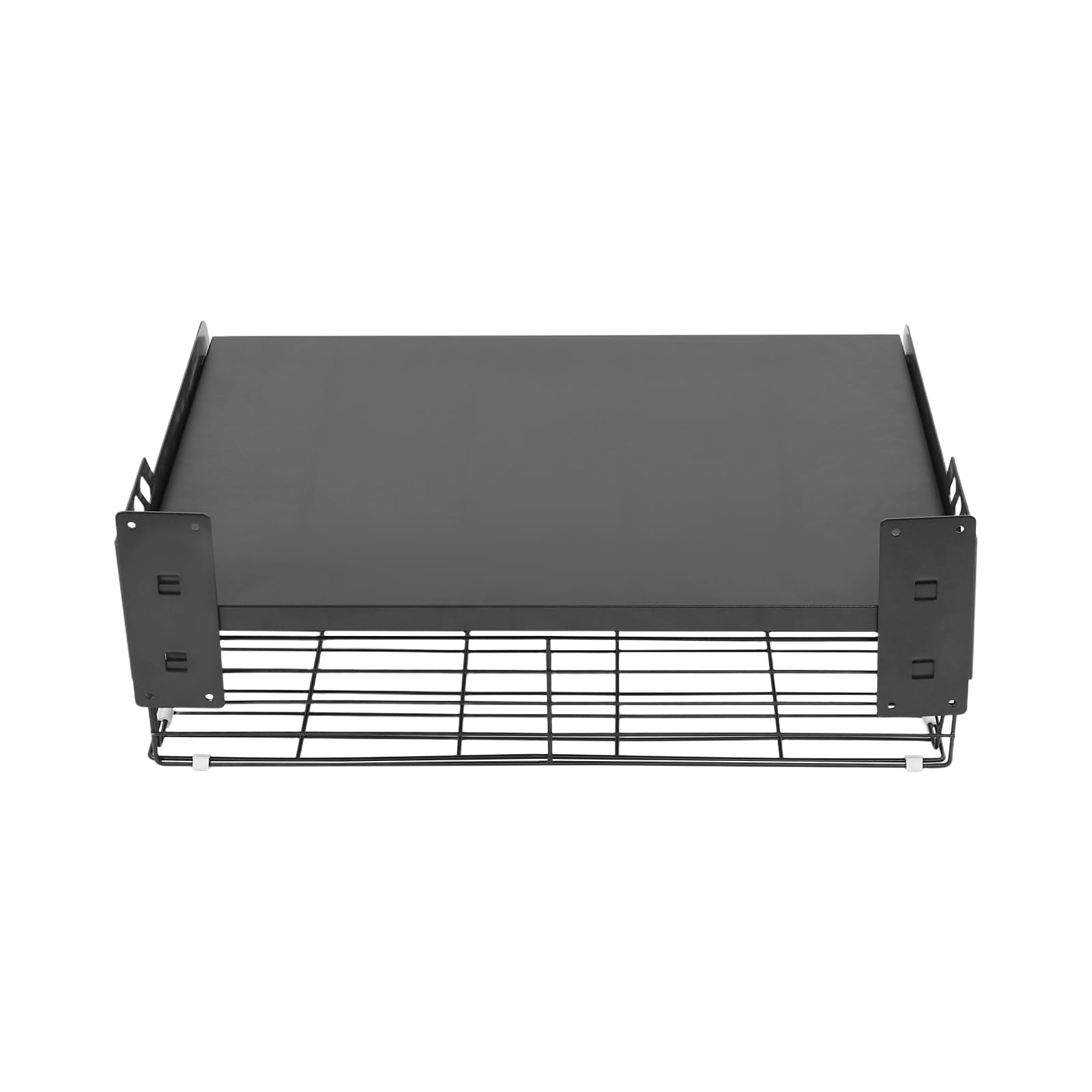 Mikrowellenregal Wandmontage ohne Bohren, 55x35x20cm Kohlenstoffstahl Küchenregal mit 33 lbs Tragfähigkeit, schwarzes Wandregal für Mikrowelle, Toaster, Backzubehör – bohrfreie Montage
