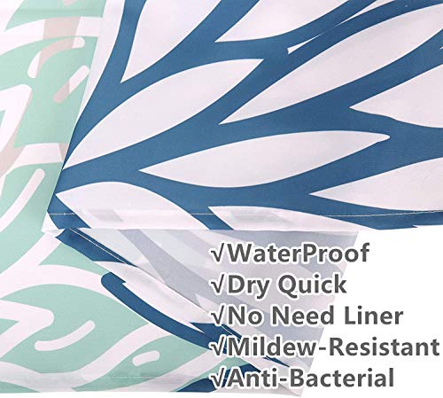 Rosielily Floral Shower Curtain Dahlia Shower Curtains Set With 12 Hooks Flower Shower Curtain Teal And Gray Blue Green Shower Curtain Turquoise Mandala Floral Bathroom Decor, 72" W X 72" H #TOP5