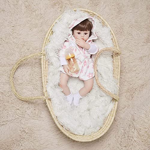 Reborn Baby Dolls Mädchen 22 Zoll Echt Aussehende Gewichtete Reborn Puppe Mit Rosa Kleidung Spielzeug Zubehör Bestes Geburtstagsset Für Mädchen – Bild 3
