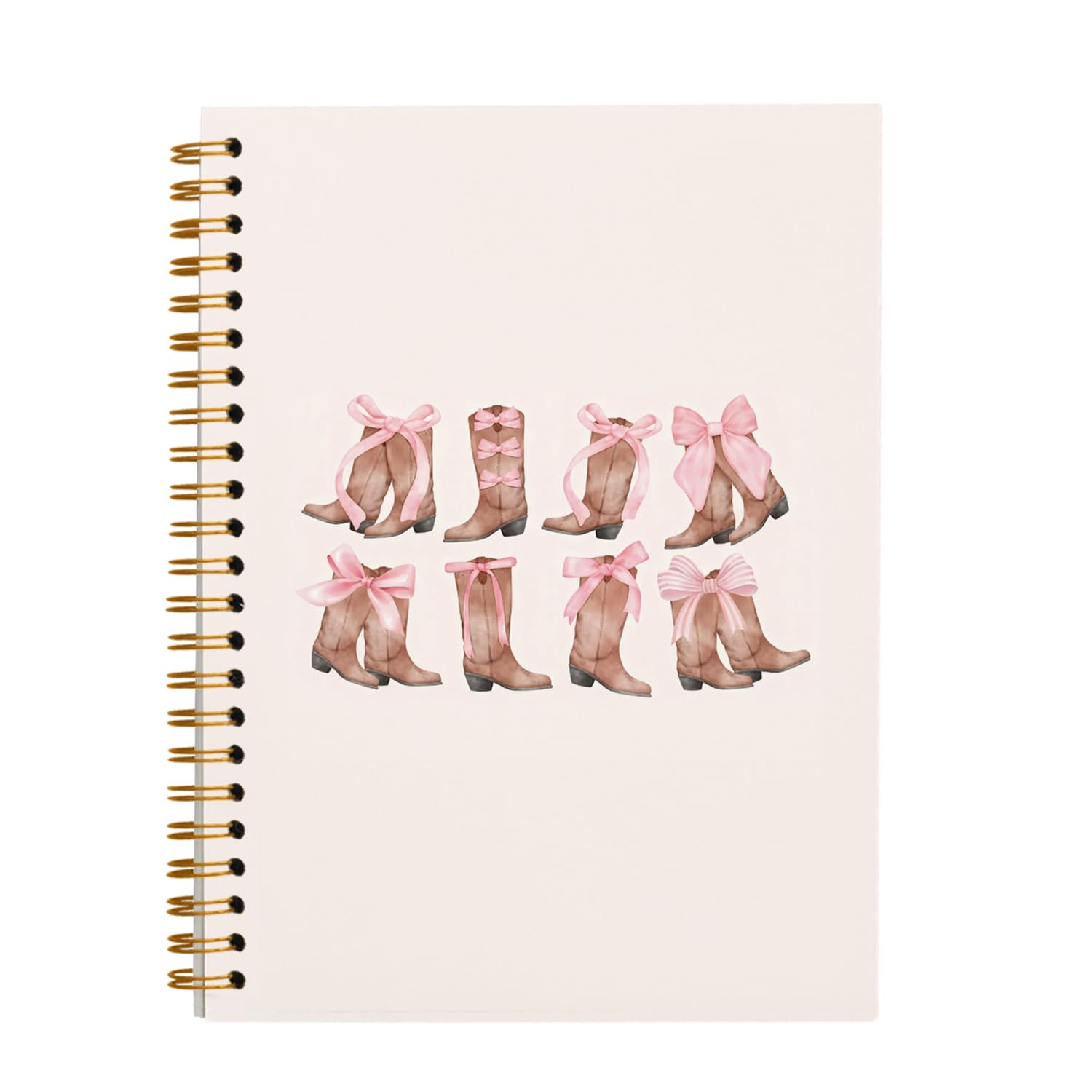 OXW Coquette Pink Bow Notebook Journal, Cute Notebooks Notepads Cowgirl Gifts for Women School, Coquette School Supplies, Hardcover Spiral Notebook