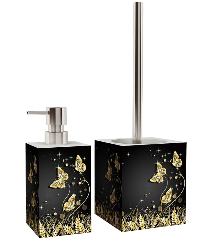 Sanilo Set de baño, Muchos dispensadores de jabón y escobillas Bonitos para Elegir, diseño Moderno y Elegante (Silueta)