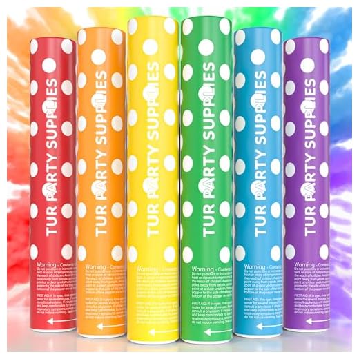 Rainbow Powder Cannons Smoke Bombs Biodegradable Poppers | Assorted 6 Pack | Launch up to 25 ft | Decorations For Photoshoots, Gender Reveal, Celebrations, Festivals, and Parties | TUR Party Supplies